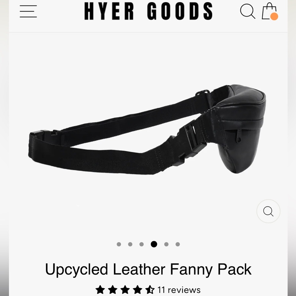 HYER GOODS Upcycled Leather Black Crossbody Fanny Pack